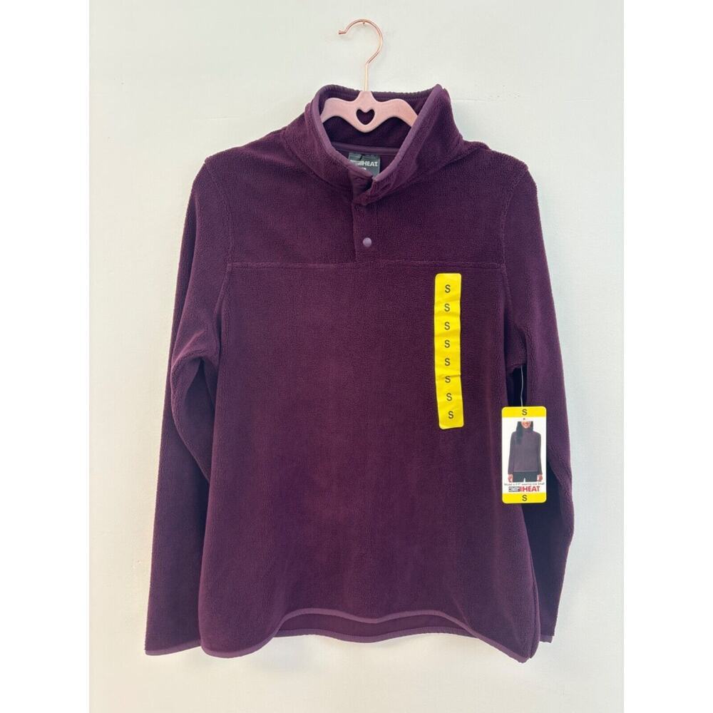 NEW 32 Degrees Heat Women's Snap Fleece Pullover Lightweight Purple sweater sz S